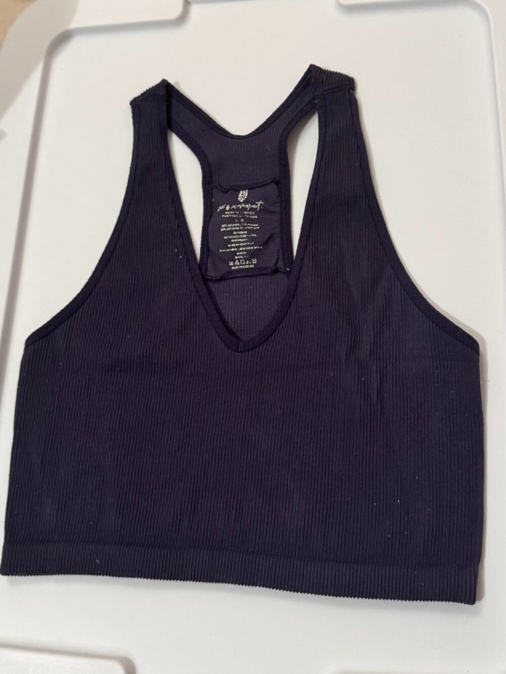 Free People Movement Blue Ribbed Racerback Sports Bra Tank – Size L
